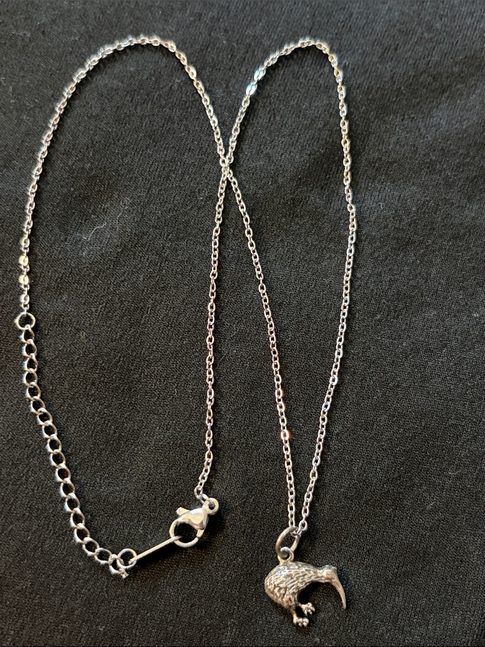 Kiwi Bird 925 Sterling Silver Art Deco Pendant Necklace